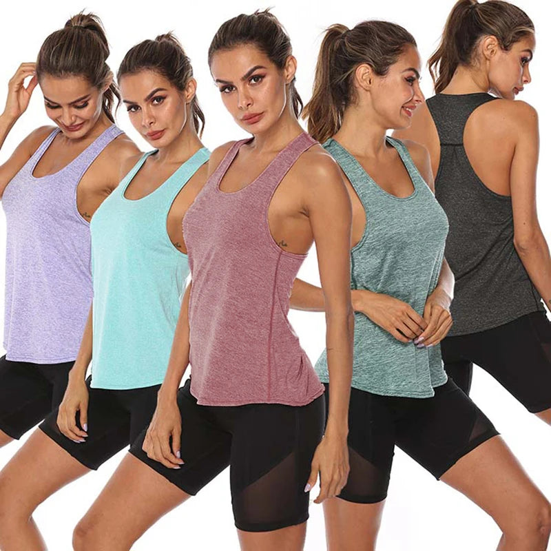 Sleeveless Racerback Workout Tank Tops for Women,Running Training Yoga Shirts,Fitness Sport Yoga Vest, Gym Sport Shirts