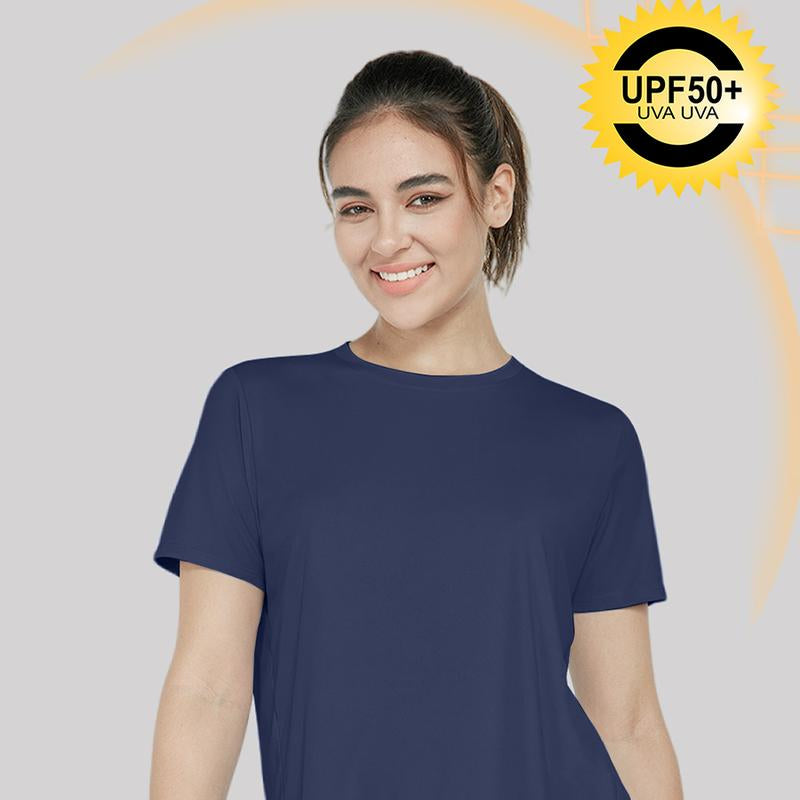 Women'S UPF 50+ Sun Protection Workout Shirts Short Sleeve Cropped Split Back Athletic Tops Active Running Gym Quick Dry Athletic Tops